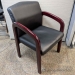 Mahogany Wood Guest Chair w/ Black Leather